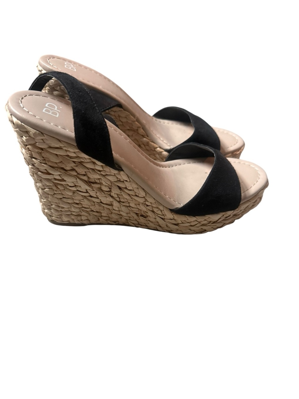 BP Black Wedge Sandals with Braided Platform size 9